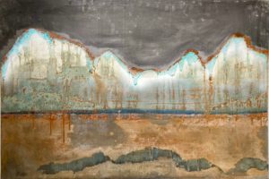 Landscape 15, Rust and mixed media on steel sheet 82cm x 122cm 1700€
