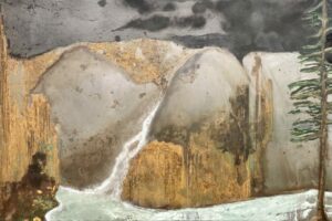 Mixed media on metal sheet (50cm x 100cm) 1300€