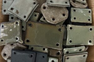 Ceramic glazed tiles fresh out of the kiln